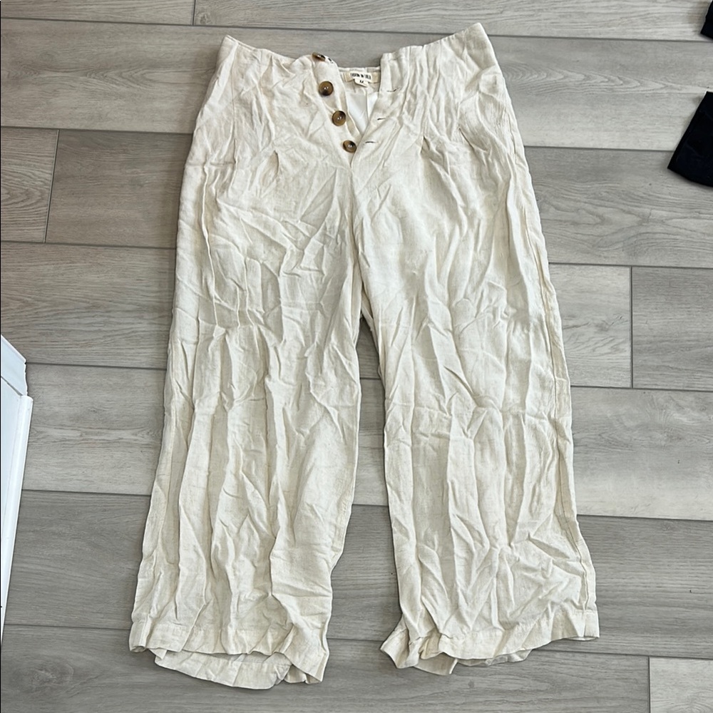 Women's Cream Button-Front Pants